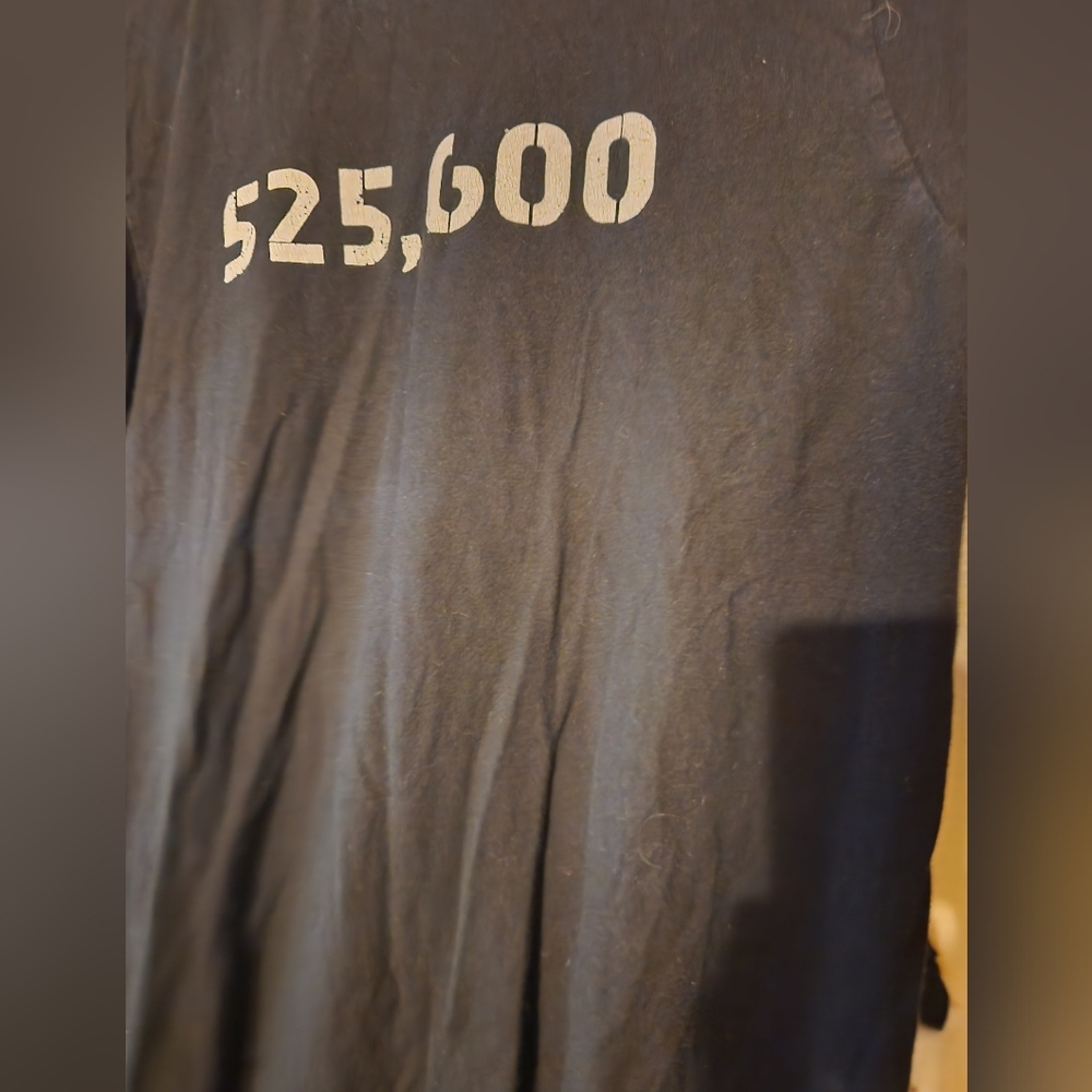 525600 Minutes Rent Black Graphic Men's T Shirt Used Large